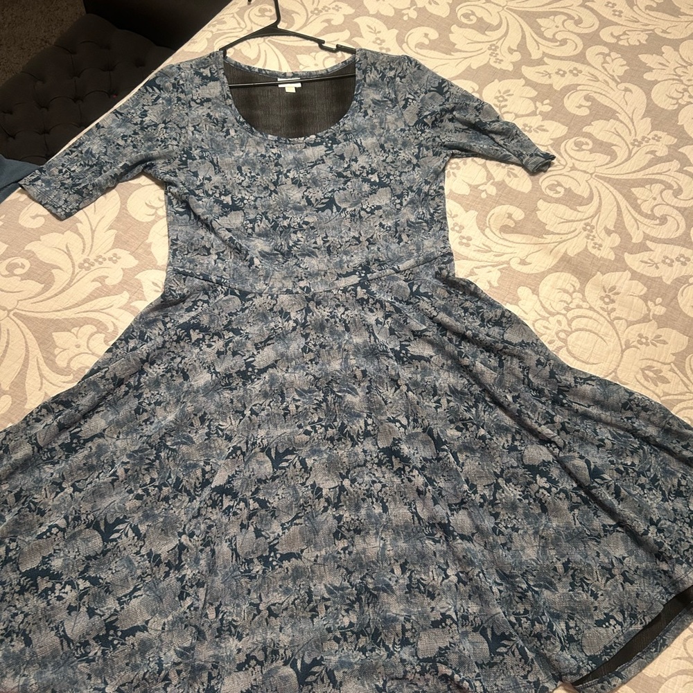 LuLaRoe Blue Floral Midi Dress